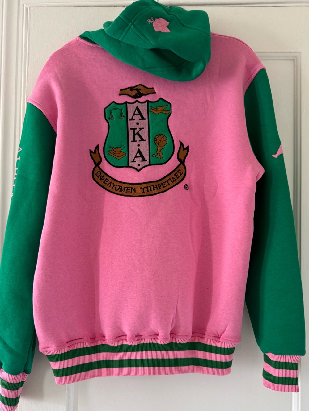 AKA Pink & Green Pullover Hoodie - Martha's Vineyard 1908 - Picture 5 of 14
